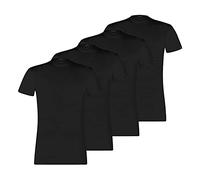 PUMA 100000889 Lot de 4 t-shirts basiques à col en C pour homme, Noir , M