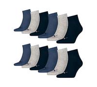 PUMA 12 pair Sneaker Quarter Socks Unisex Mens & Ladies, Farben:532 - navy/grey/nightshadow b, Socken & Strümpfe:43-46