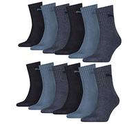 PUMA 12 pair Sport Socken Short Crew Tennis Socks Gr. 35-49 Unisex, Farben:460 denim blue, Socken & Strümpfe:35-38