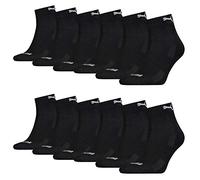 PUMA 12 pairs of Quarter socks with terry sole Gr. 35-46 Unisex Cushioned Short Socks, Farben:200 - black, Socken & Strümpfe:39-42