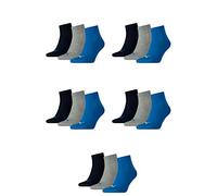 PUMA 15 pair Sneaker Quarter Socks Unisex Mens & Ladies, Farben:277 - blue/grey mélange, Socken & Strümpfe:43-46