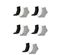 PUMA 15 pair Sneaker Quarter Socks Unisex Mens & Ladies, Farben:882 - grey/white/black, Socken & Strümpfe:43-46