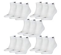 PUMA 15 pairs of Quarter socks with terry sole Gr. 35-46 Unisex Cushioned Short Socks, Farben:White, Socken & Strümpfe:43-46