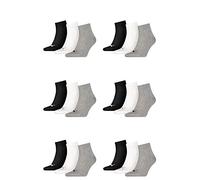 PUMA 18 pair Sneaker Quarter Socks Unisex Mens & Ladies, Farben:882 - grey/white/black, Socken & Strümpfe:39-42