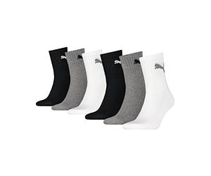 PUMA 231011001 Lot de 6 paires de chaussettes de sport unisexes à tige courte Crew Couleur : multicolore, Quantité : 6 paires (2 paquets de 3) Pointure 47-49 Article : 882 Gris/blanc/noir, multicolore
