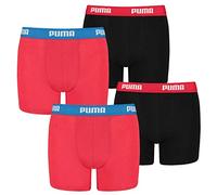 PUMA 4 ER Pack Boxer Boxershorts Boys Children Pant Underwear, Farben:786 - Red/Black, Kids konfektionsgröße:176