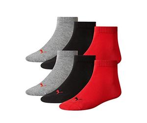 PUMA 6 pair Sneaker Quarter Socks Unisex Mens & Ladies In 3 Colours, Farben:232 - black/red, Socken & Strümpfe:47-49