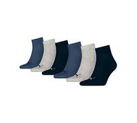 PUMA 6 pair Sneaker Quarter Socks Unisex Mens & Ladies In 3 Colours, Farben:532 - navy/grey/nightshadow b, Socken & Strümpfe:39-42