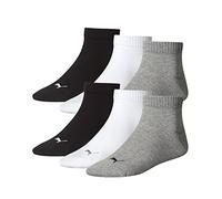 PUMA 6 pair Sneaker Quarter Socks Unisex Mens & Ladies In 3 Colours, Farben:882 - grey/white/black, Socken & Strümpfe:35-38