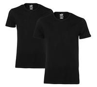 Puma 652001001 - T-shirt - Uni - Col rond - Manches courtes - Lot de 2 - Homme - Noir (Black) - S