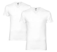 Puma 652002001 - T-shirt - Uni - Col V - Manches courtes - Lot de 2 - Homme - Blanc (White) - Medium (Taille fabricant: 20)