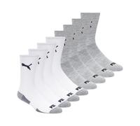 PUMA 8 Pack Athletic Cushioned Crew Socks Chaussettes de Sport, Blanc/Gris, 43-47 (Lot de 8) Hommes
