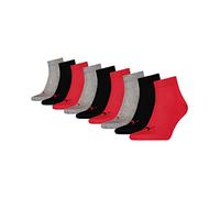 PUMA 9 pair Sneaker Quarter Socks Unisex Mens & Ladies In 3 Colours, Farben:232 - black/red, Socken & Strümpfe:43-46