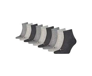 PUMA 9 paire Unisexe Chaussettes, Quart Baskets, CHAUSSETTES COURTES - gris mélange, 39-42 (UK 6-8)