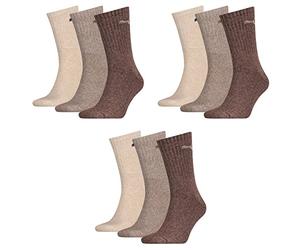 PUMA 9P Chaussettes de sport unisexes pour homme, Chocolat/noyer/safar, 39-42