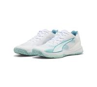 PUMA Accelerate Turbo 4 W+ Game on Chaussures d'intérieur pour Femme, Blanc/mer Baltique, Bleu-Eau fraîche, 36 EU, Puma Eau Douce Bleue de la mer Baltique Blanche, 36 EU