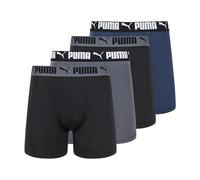 Puma Men's 4 Pack Active Stretch Boxer Briefs, Blue/Black/Grey, Medium