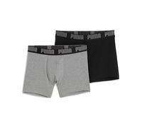 PUMA Boxers Stretch pour homme – Lot de 2 – Confortables et extensibles – gris chiné/noir XL