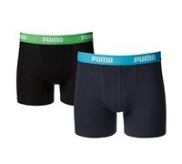 Puma Basic - Boxer - Lot de 2 - Uni - Mixte Enfant - Bleu Fonce/Turquoise et Noir/Vert - 158-164