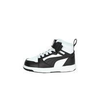PUMA Basket mi-Haute Rebound V6 Bébé 21 White Black Shadow Gray ┃Baskets mi-Hautes pour bébés
