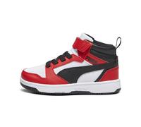 PUMA Basket mi-haute Rebound V6 Enfant, Chaussures, Blanc/Noir/Rouge, 31 31