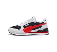 PUMA Baskets de sport, blanc/noir/rouge, design classique avec logo latéral, gris, 42 EU