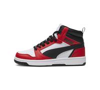 Puma Baskets Rebound V6 Mid Jr Unisexe Blanc/Noir/For All Time Red 35.5 EU