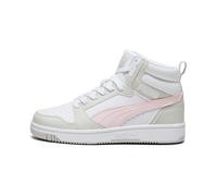 PUMA Baskets mi-hautes Rebound V6 Enfant et Adolescent, Chaussures, Blanc/Frosty Rose/Sedate Gris, 38.5 38.5