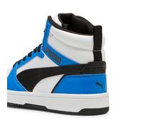 Puma Baskets Mi-Hautes Rebound V6 Enfant Et Adolescent, Chaussures, Blanc/Noir/Racing Bleu, 37.5 White,Black,Racing Blue