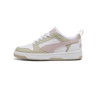 PUMA Baskets Rebound V6 Lo Enfant et Adolescent, Chaussures, Blanc/Mauve Mist/Desert Dust, 35.5 35.5