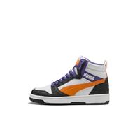 Puma Baskets Rebound V6 Mid JR Unisexe pour enfant Blanc/Orange Glo/Noir 37 EU (UK 4.5)