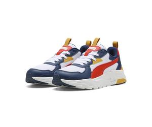 PUMA Baskets Trinity Lite Jr Unisexes pour Enfant, Puma Blanc, Rouge féroce, Bleu Persan, 35.5 EU