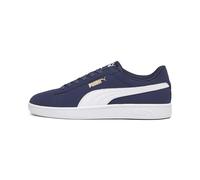 PUMA Baskets Unisexe Smash 3.0 Buck, Bleu Marine, Blanc, doré, Bleu, 43 EU