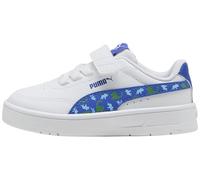 PUMA Baskets Unisexes Baby Court Classic Clean Dino AC+ INF, Blanc/Saphir Royal-Vert Fruit, Pointure 42 pour Enfant, Puma Fruit Vert Saphir Royal Blanc, 9 UK