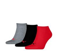 PUMA 261080001 Chaussettes de Baskets, Noir/Rouge, 35-38 (Lot de 3) Unisexe