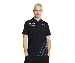 PUMA BMW Motorsport Polo d’équipe Homme | Col côtelé avec détails rayés, 100% coton, Logos de l'équipe sur la poitrine, Détails rayés sur la partie principale