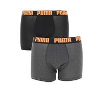 PUMA Boxer Basique Briefs, Black Ultra Orange Combo, S (Lot de 2) Homme