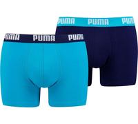 PUMA Boxer Homme, Lot de 2 - Boxers, Coton Stretch, uni Bleu Foncé/Bleu Clair XL