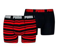 PUMA Everyday Heritage Lot de 2 Boxers à Rayures L, Rouge/Noir, L