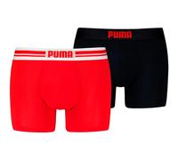 PUMA Lot de 2 Boxers pour Homme - avec Logo placé au Quotidien, Rouge/Noir, XL