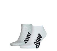 Puma Sneaker Chaussettes, Blanc/Gris/Noir, 35/38 (Lot de 2) Unisexe