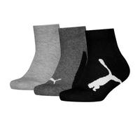 PUMA Bwt Lot de 3 paires de chaussettes trois-quarts en coton recyclé unisexe pour enfant, Blanc/gris/noir, 31-34