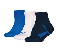 PUMA Bwt Lot de 3 paires de chaussettes trois-quarts en coton recyclé unisexe pour enfant, Bleu marine/blanc/bleu fort, 27-30