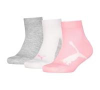 PUMA BWT Lot de 3 paires de chaussettes trois-quarts en coton recyclé, unisexes, rose/gris, 39/42, Rose/gris, 39-42