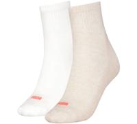 Puma Chaussettes Femme Coton recyclé Logo cœur Oatmeal/White/Peach 39-42 (Lot de 2)