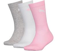 Puma Chaussettes Crew mixte enfant Rose/Blanc/Gris 31-34 EU - lot de 3 paires