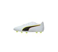 PUMA King 20 Play FG/AG Chaussures de Football Unisexes Blanc/Rouge et Jaune Alert, 42 EU, Puma Alerte Blanche, Rouge, Jaune, 43 EU