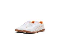 PUMA Chaussure de Football Unisexe TRUCO IV, Blanc/Orange, Argent éclatant, 45 EU, Puma Blanc Orange Brillant Argent Vif, 46.5 EU