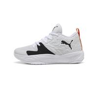 PUMA Chaussures de Basketball mi-Hautes Court Pro 3 Enfant et Adolescent 32, White Black Melon Glow Orange