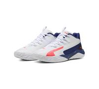 PUMA Chaussures de Basketball mi-Hautes Dagger 2 Unisexe 42.5, White Pink Alert Elektro Blue